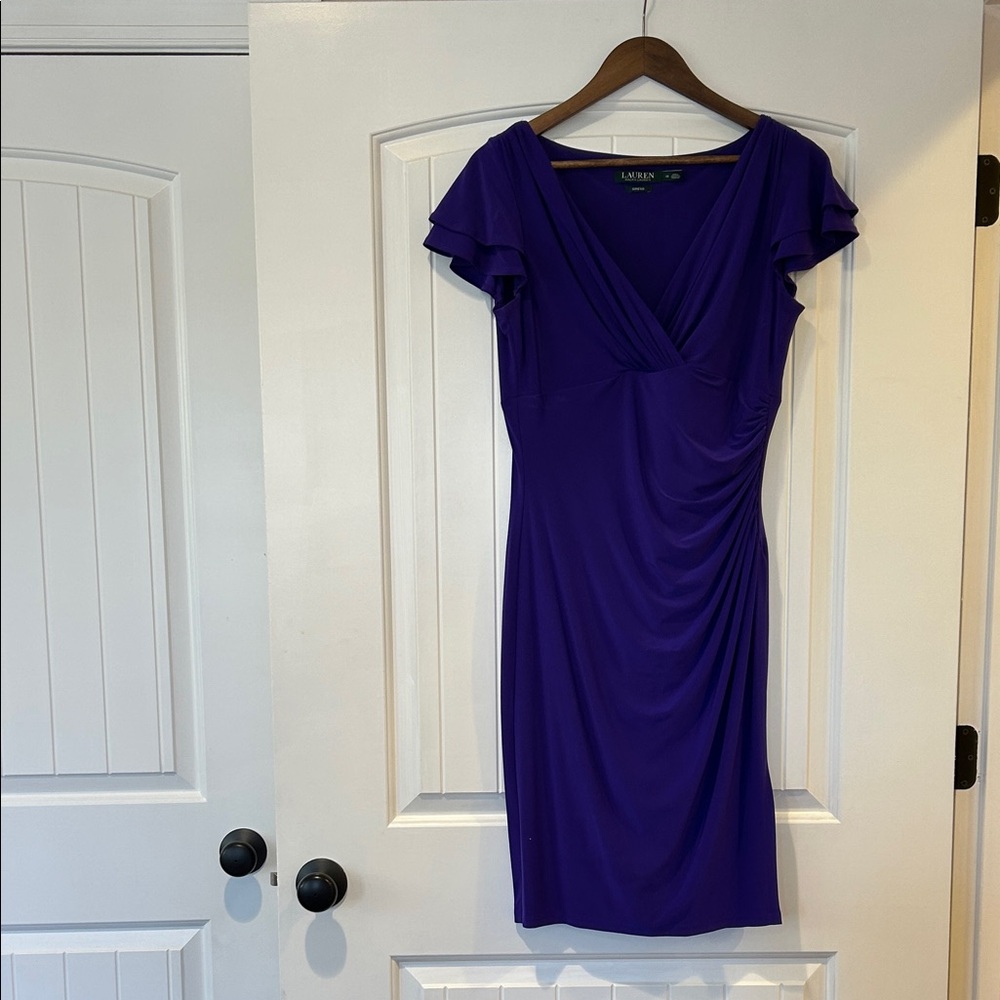 Lauren Ralph Lauren Purple Gathered Side Women's Dress - Picture 2 of 11